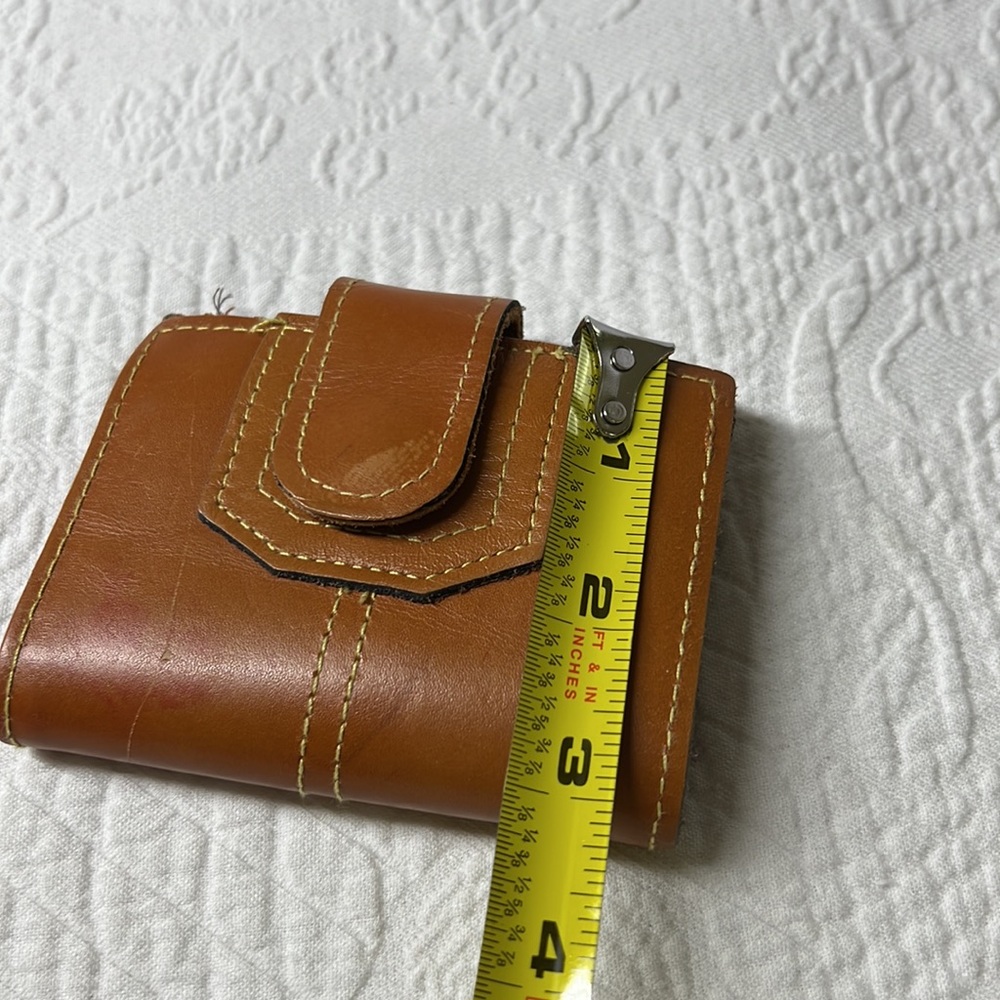 ⭐️🌸Vintage leather bifold wallet plastic picture slots coin purse boho retro - Picture 12 of 12